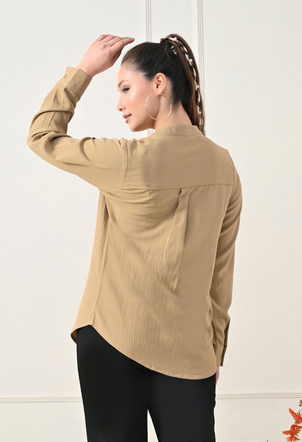 Women Beige Solid Comfort Casual Shirts – view 2