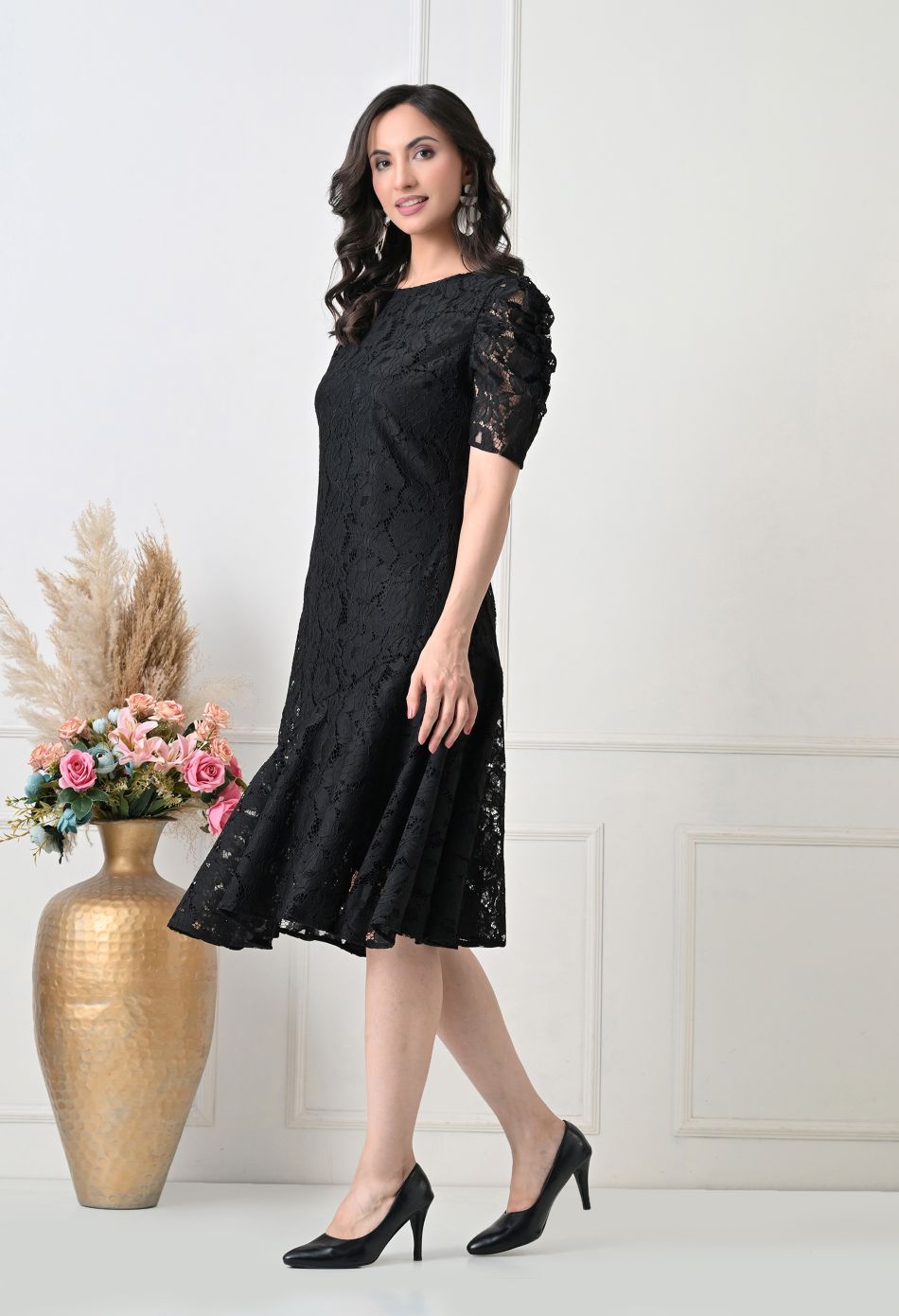 Women Black Solid Comfort Maxi Dress – view 2