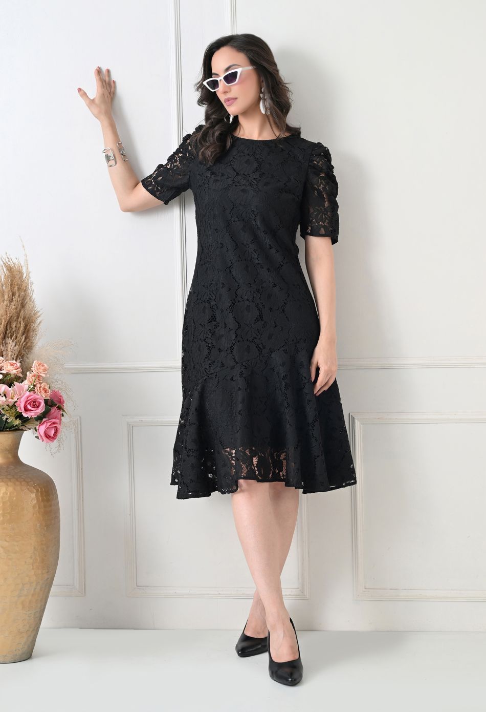 Women Black Solid Comfort Maxi Dress – view 6