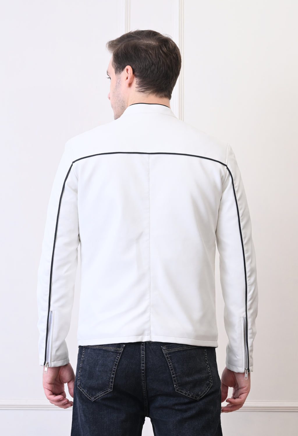Men Leather Lightweight Bomber Jacket – view 3