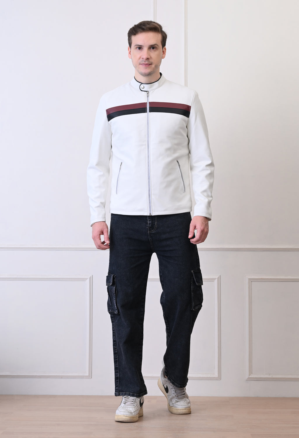 Men Leather Lightweight Bomber Jacket – view 4