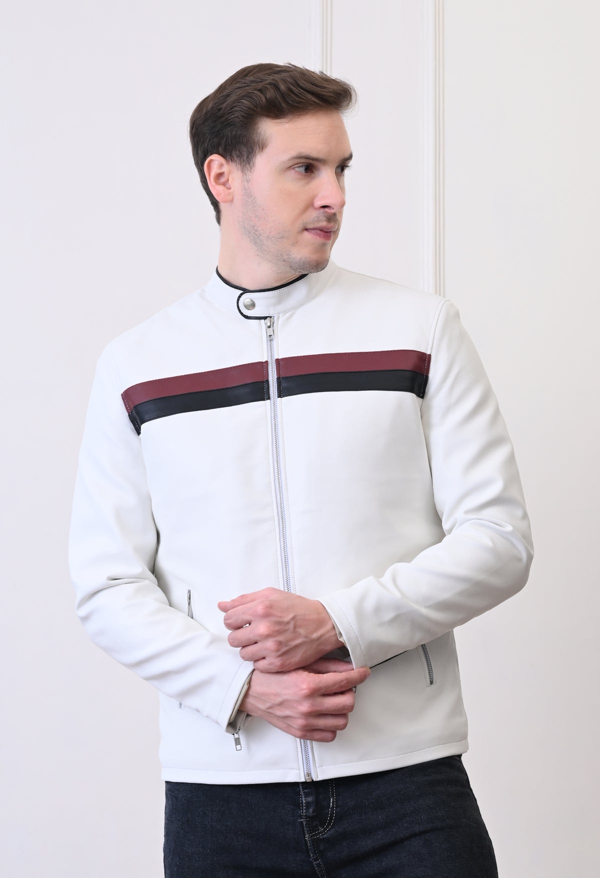 Men Leather Lightweight Bomber Jacket
