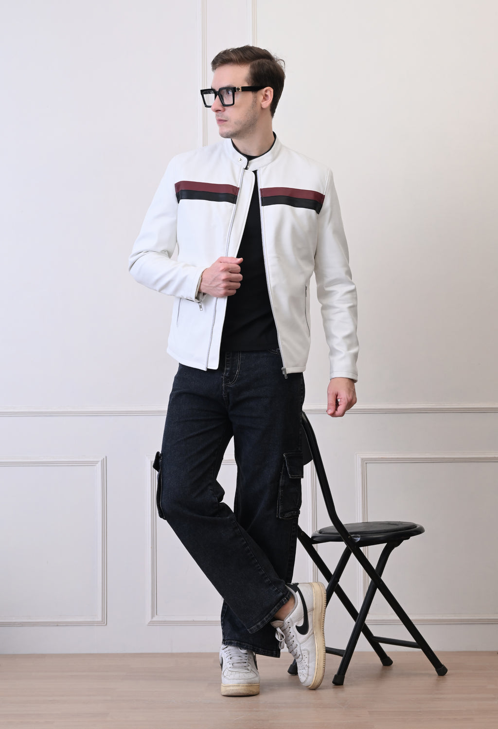 Men Leather Lightweight Bomber Jacket – view 8