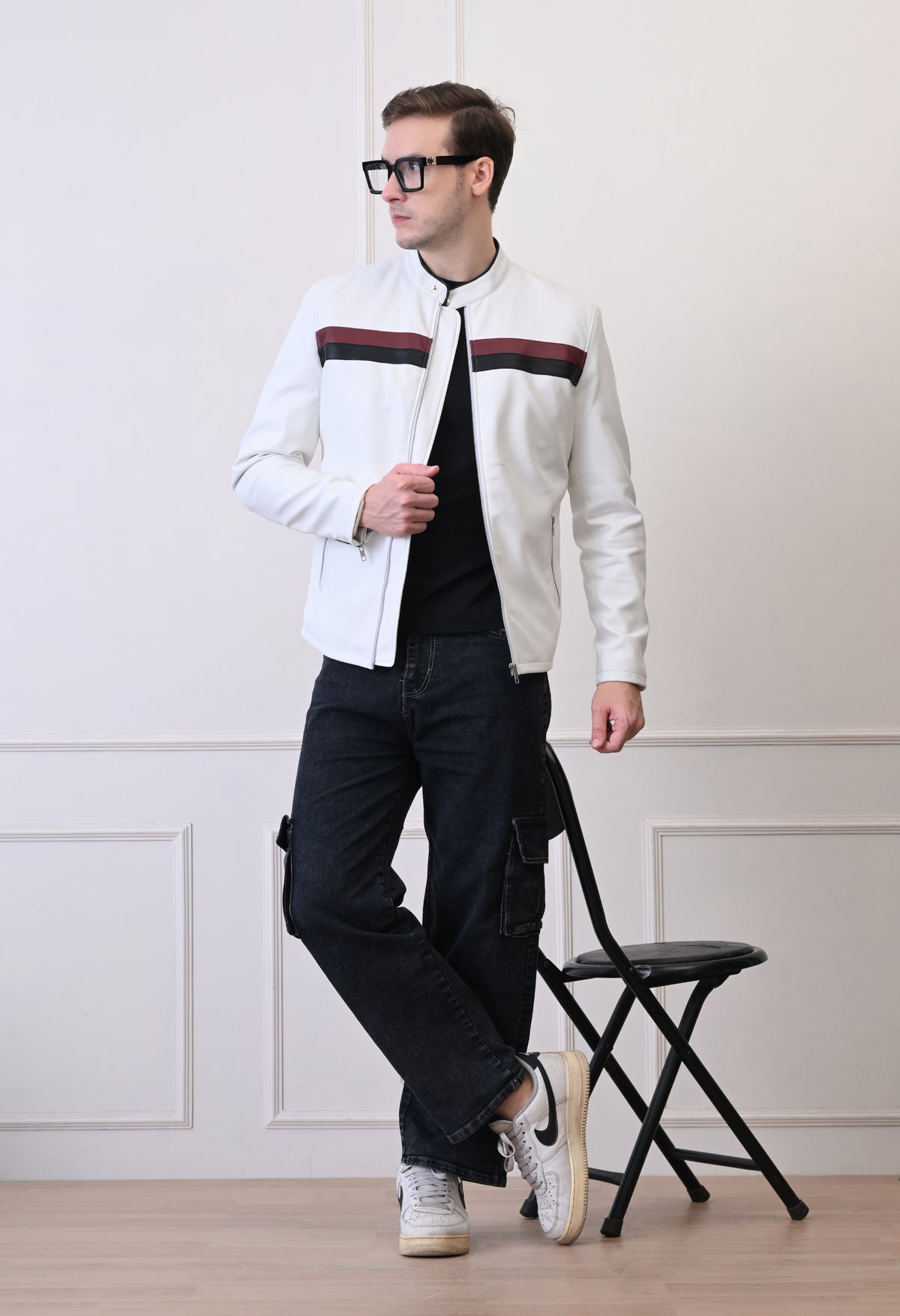 Men Leather Lightweight Bomber Jacket – view 8