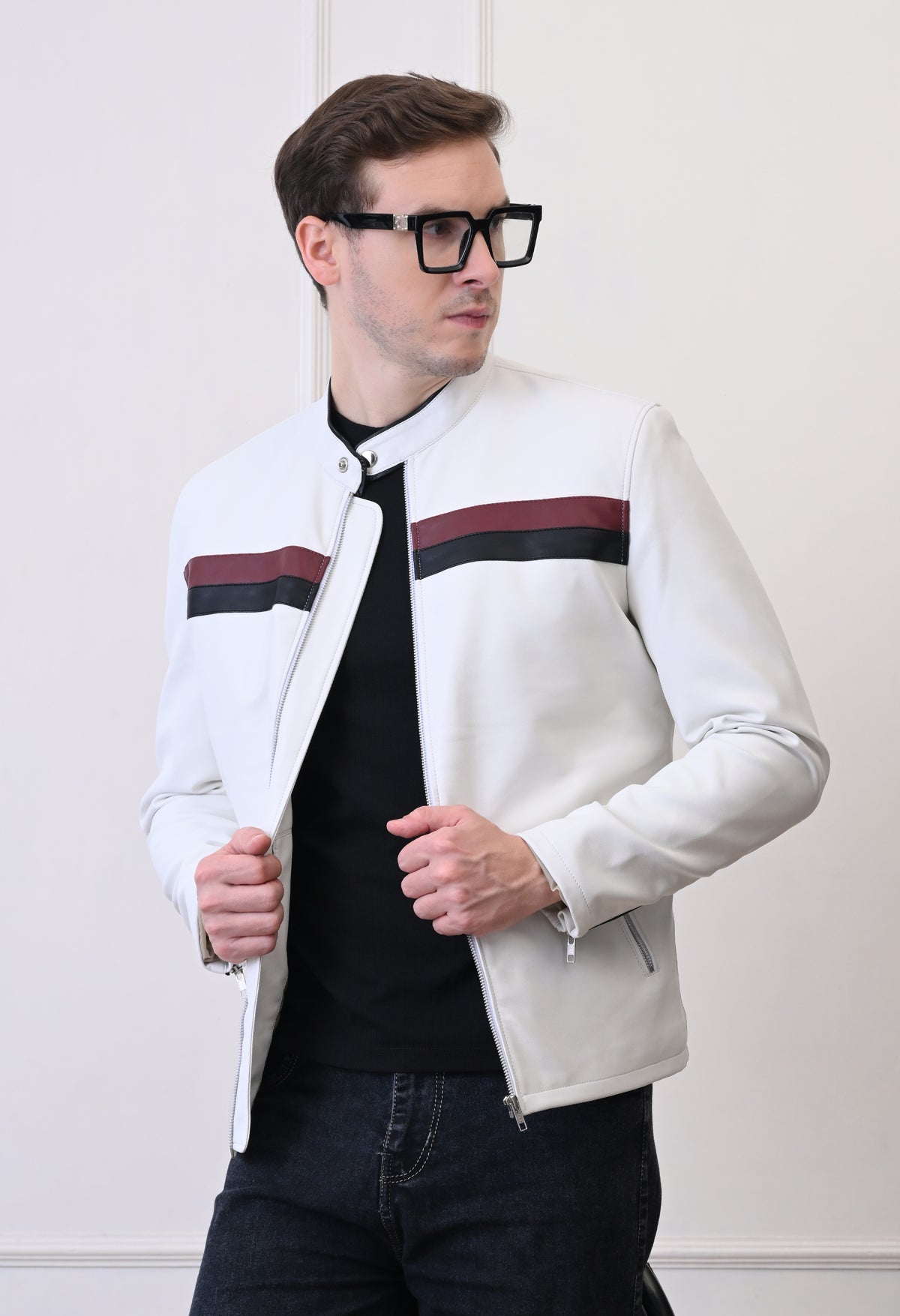 Men Leather Lightweight Bomber Jacket – view 9