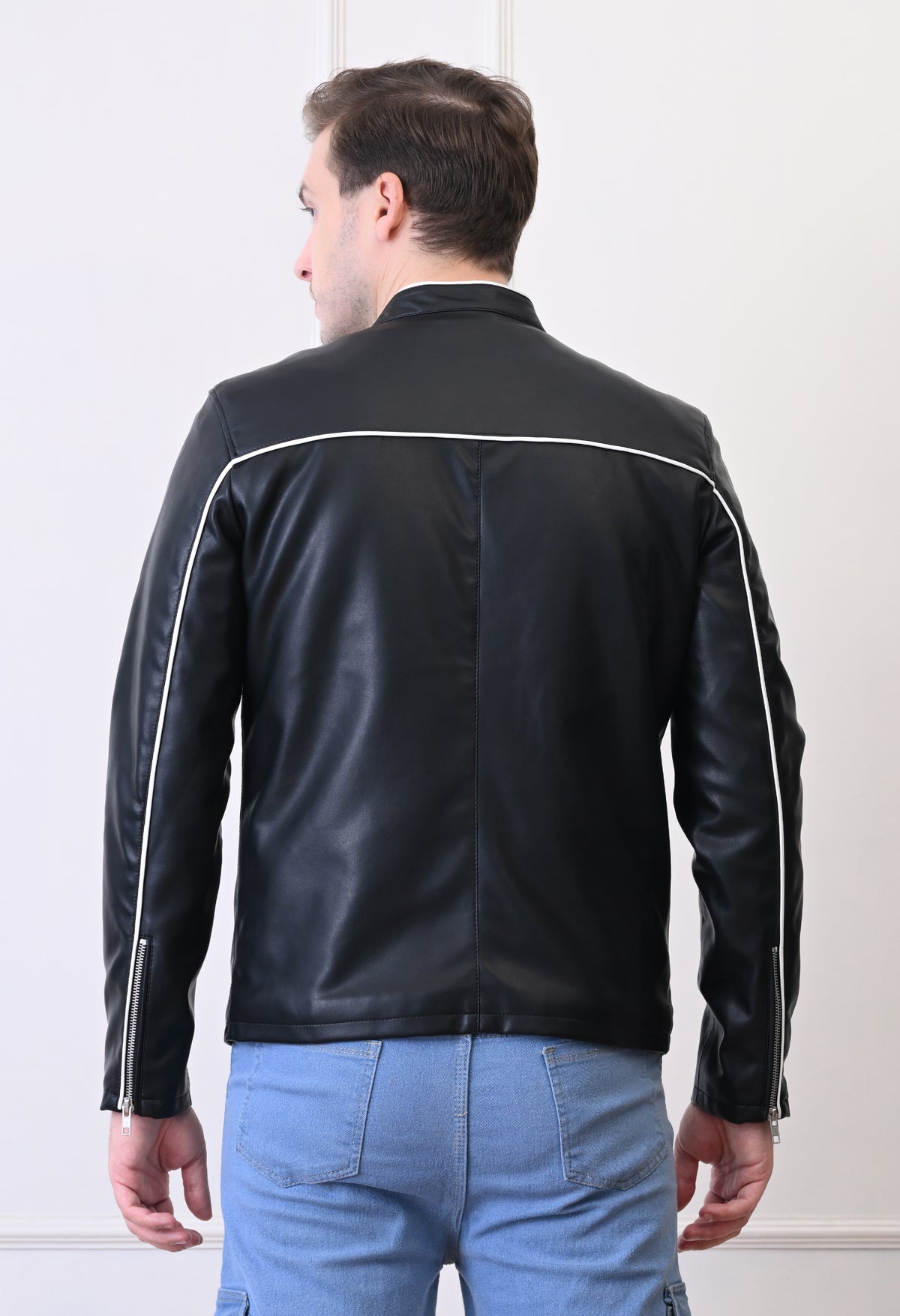 Men Leather Lightweight Bomber Jacket – view 12