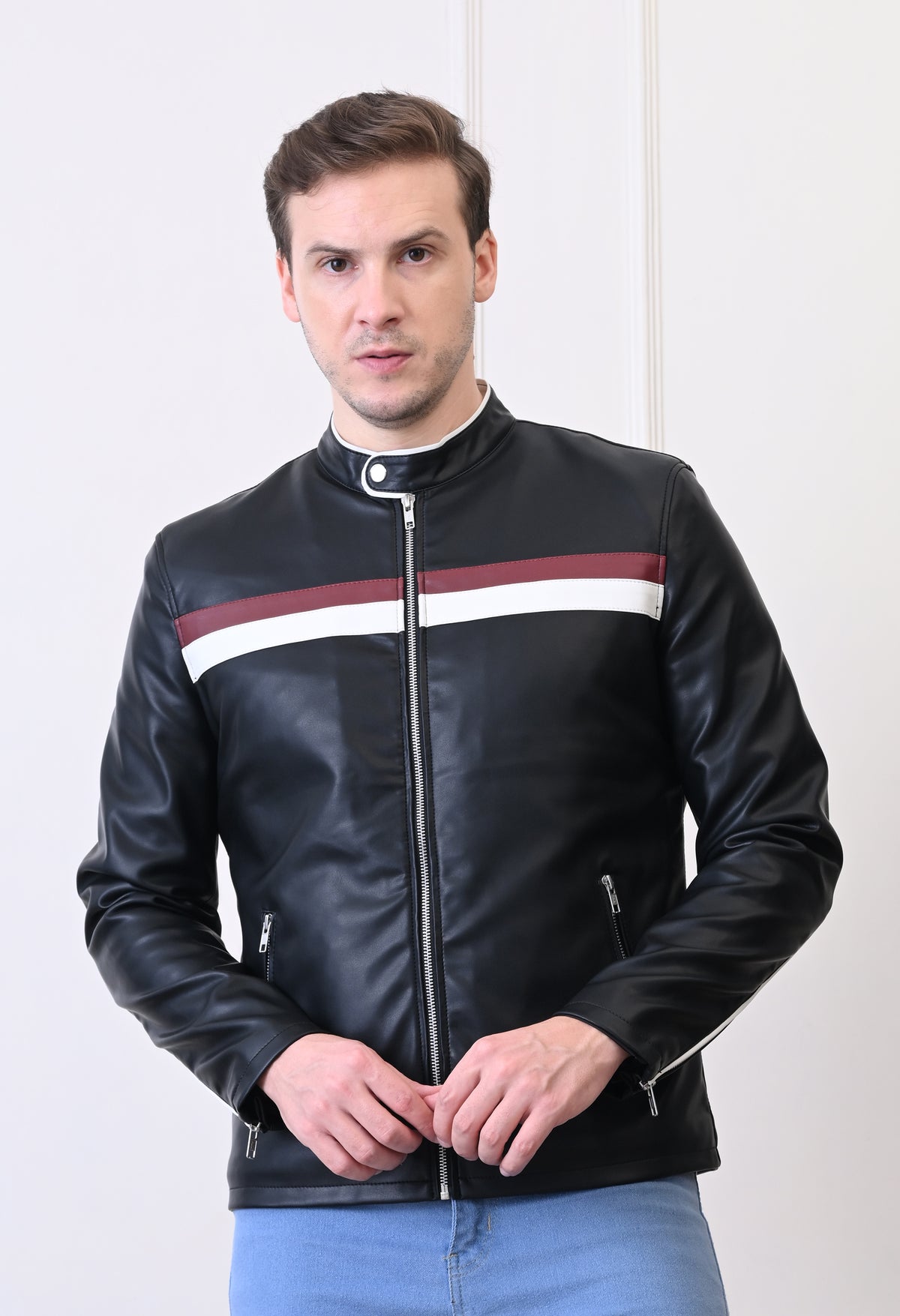 Men Leather Lightweight Bomber Jacket – view 2