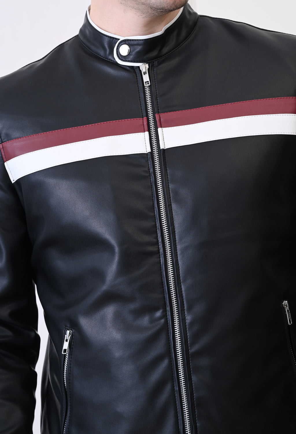 Men Leather Lightweight Bomber Jacket – view 14