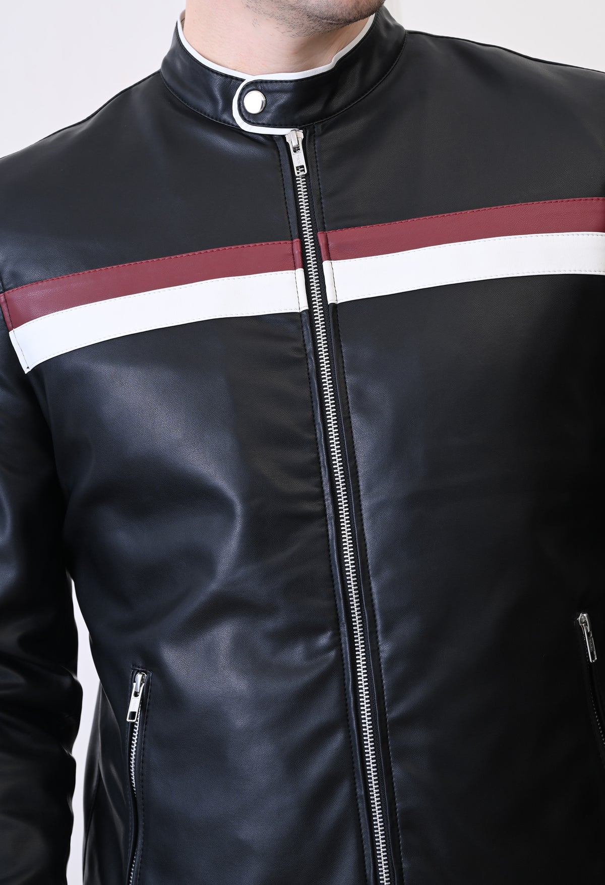 Men Leather Lightweight Bomber Jacket – view 14