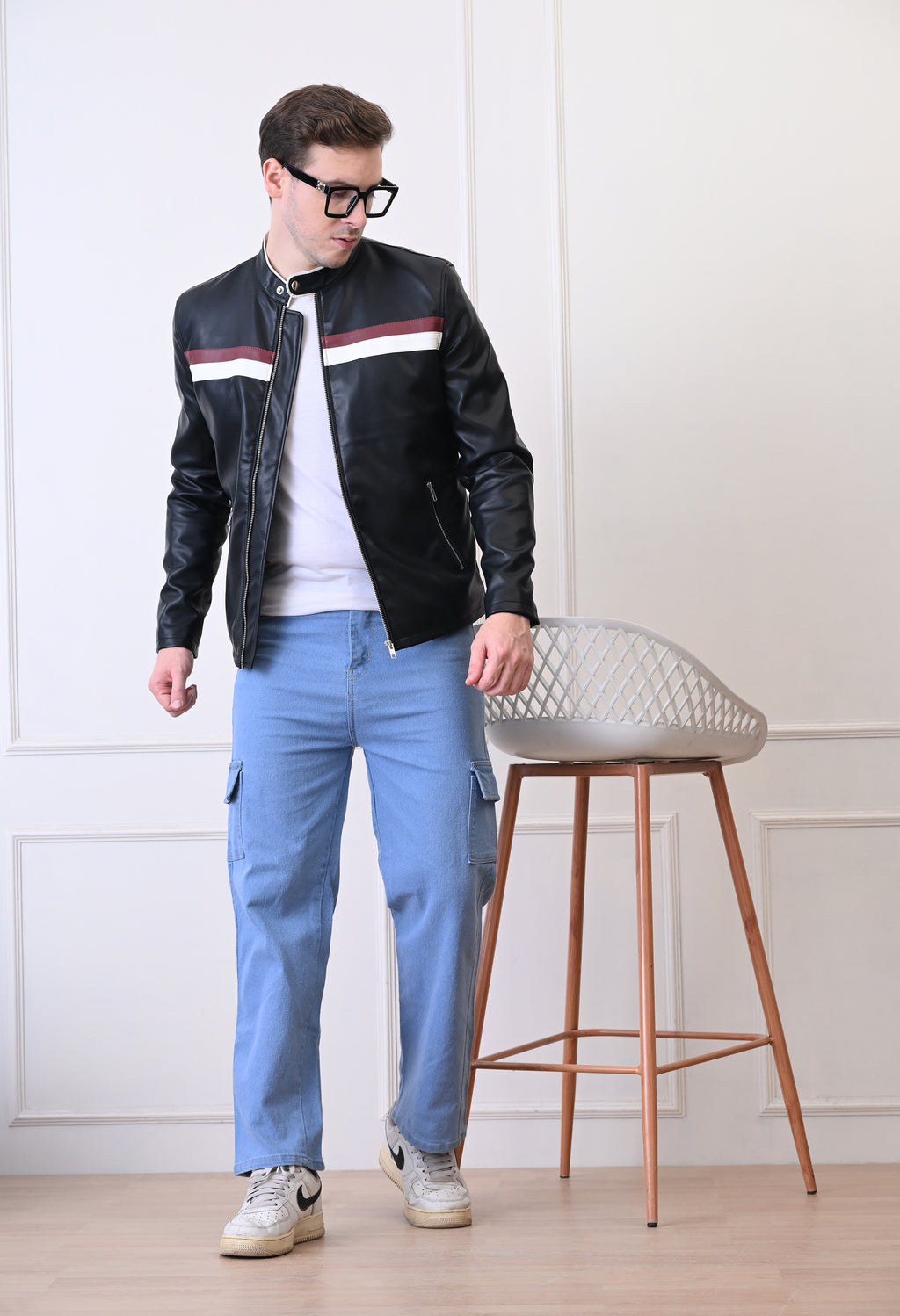 Men Leather Lightweight Bomber Jacket – view 15