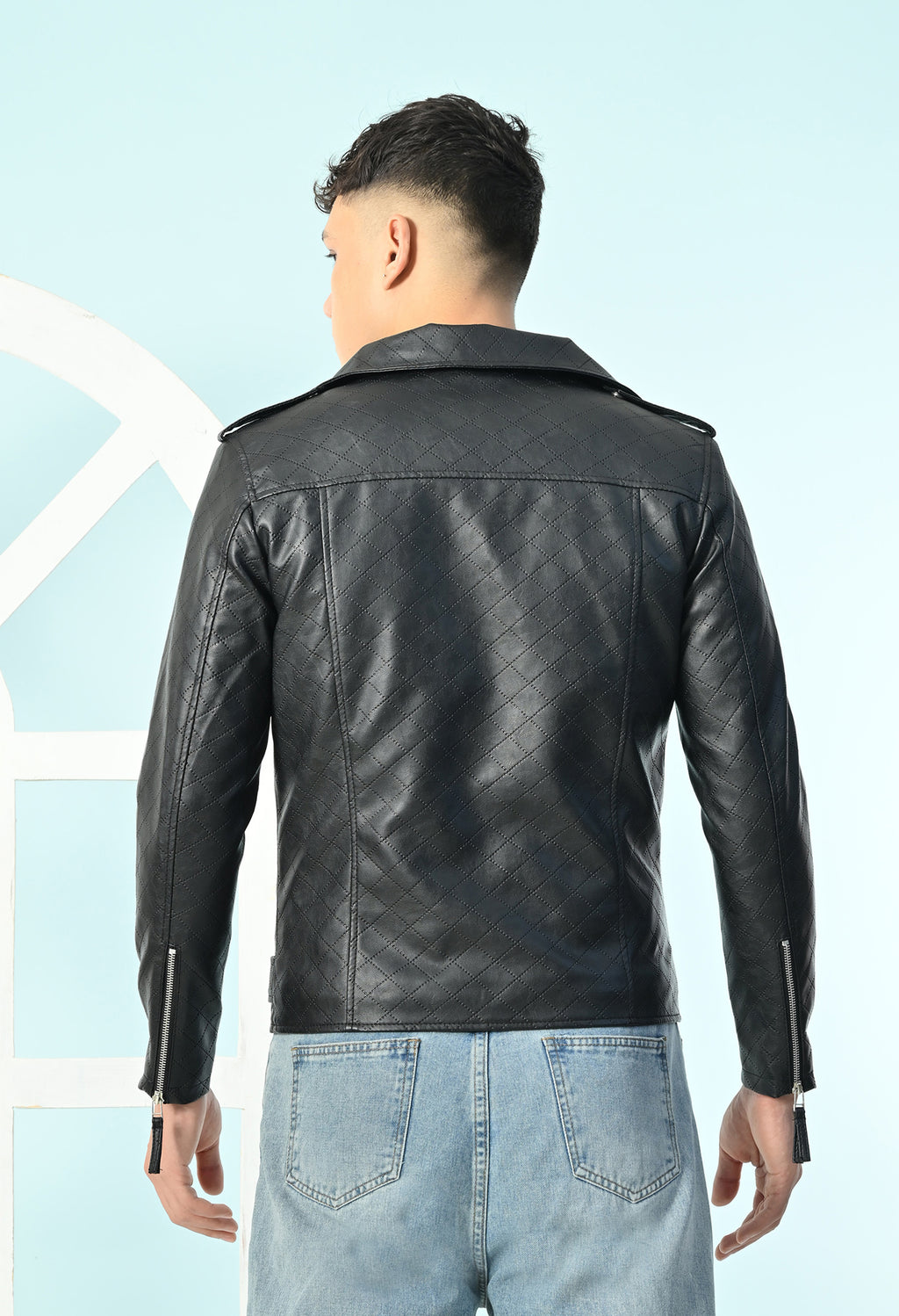 Men Leather Lightweight Biker Jacket – view 8