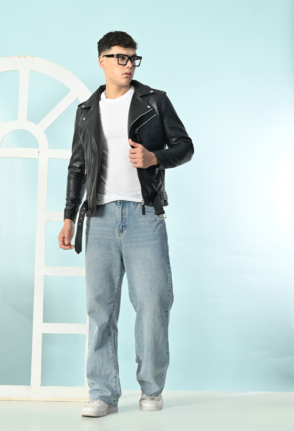 Men Leather Lightweight Biker Jacket – view 6