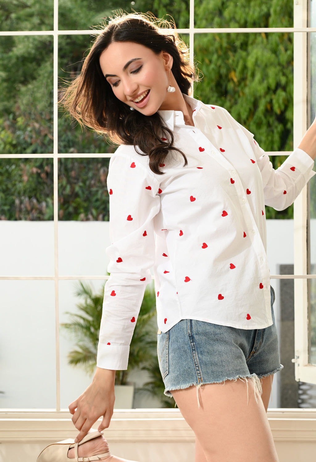 Women White Emroidery Comfort Casual Shirts – view 7