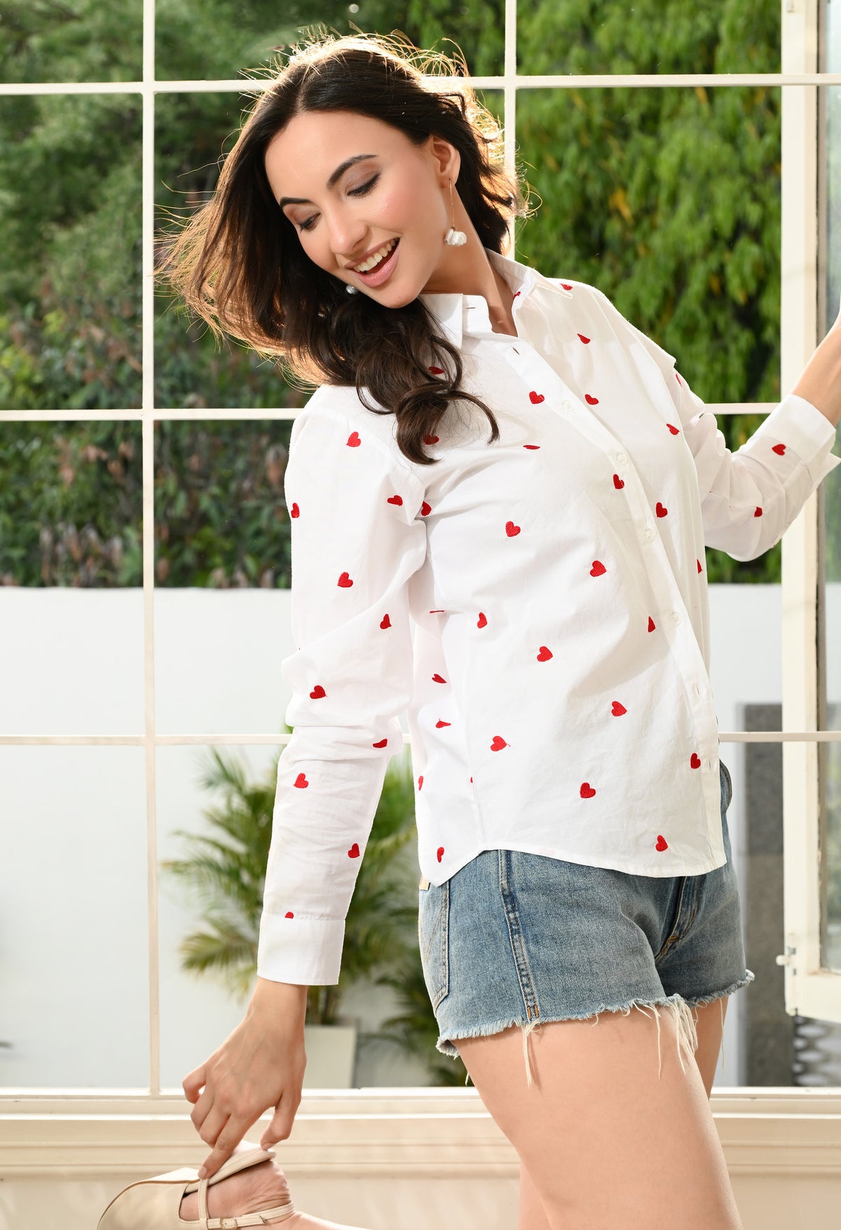 Women White Emroidery Comfort Casual Shirts – view 7