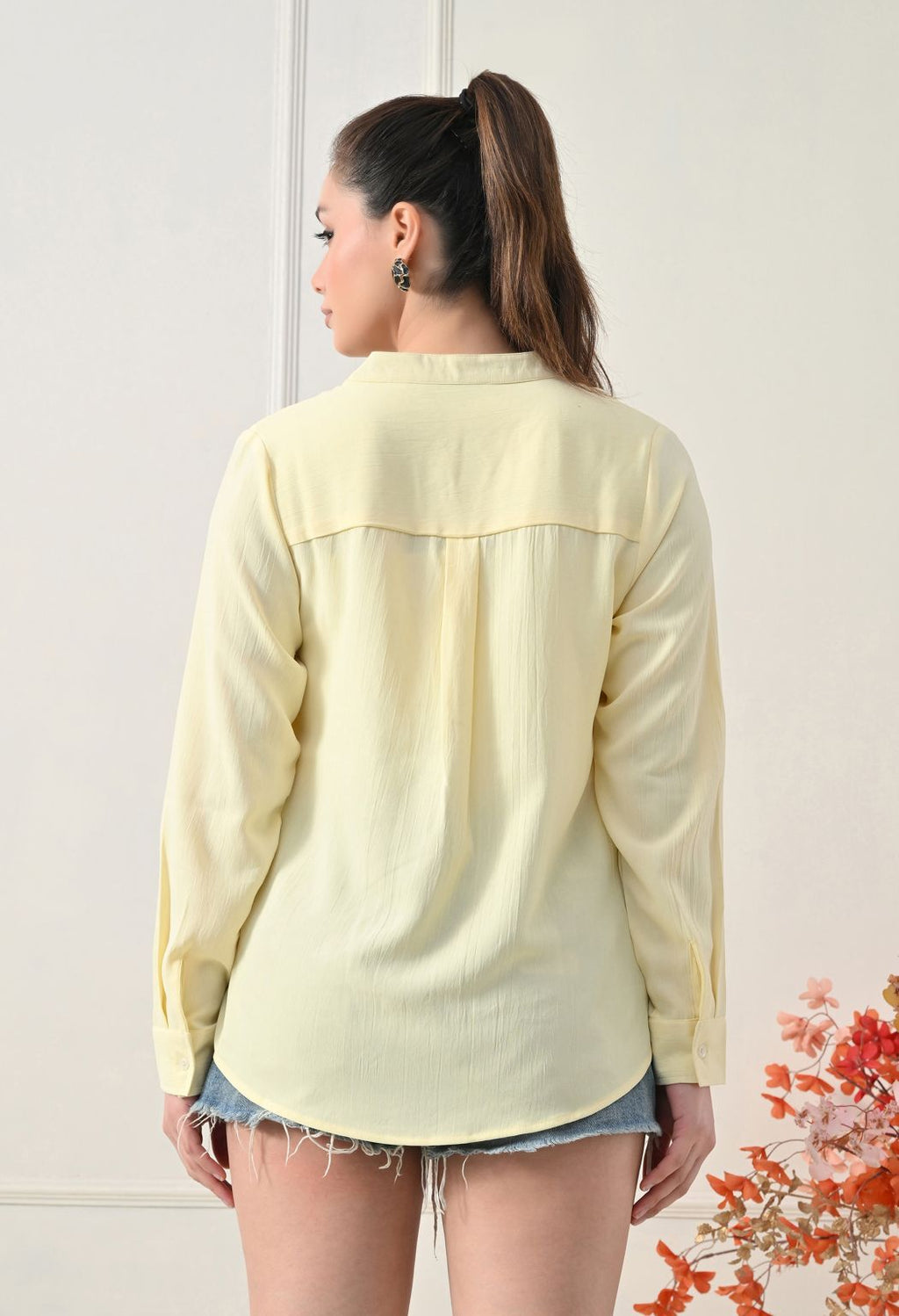 Women Lime Solid Comfort Casual Shirts – view 2
