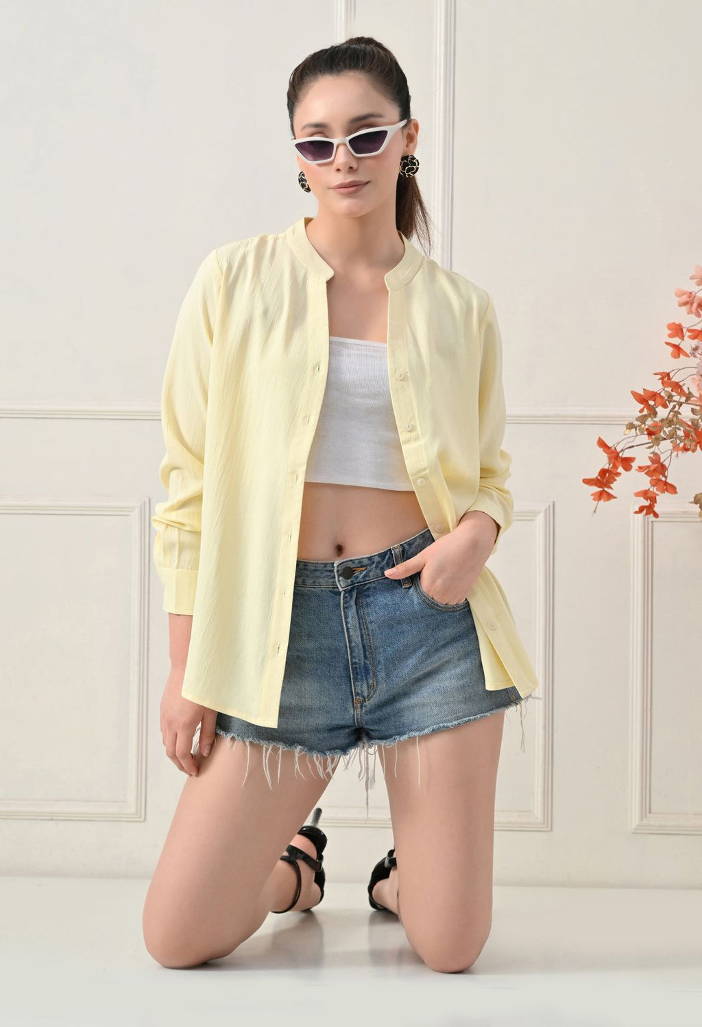 Women Lime Solid Comfort Casual Shirts – view 5