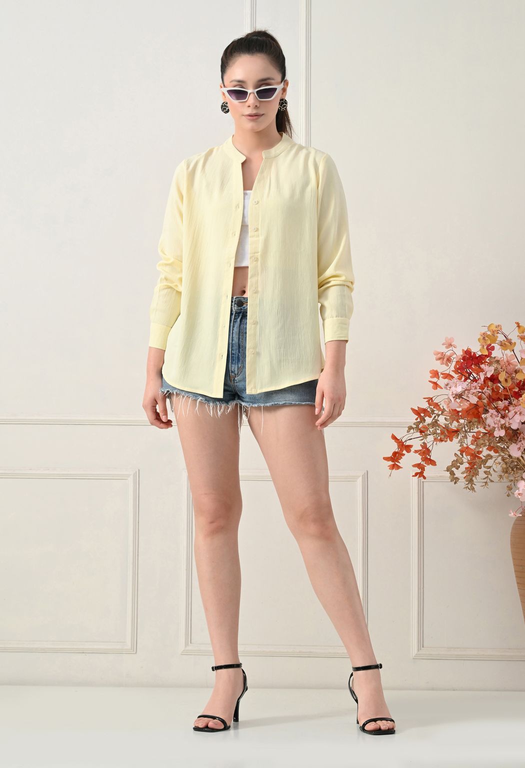 Women Lime Solid Comfort Casual Shirts – view 6
