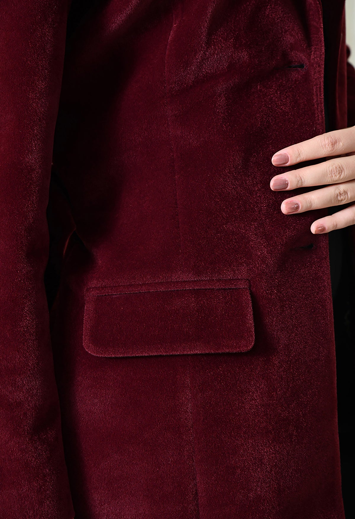 Women Single-Breasted Longline Trench Maroon Coat With Belt – view 5