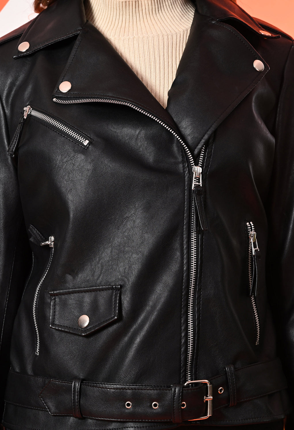 Women Leather Lightweight Crop Outdoor Leather Jacket – view 19