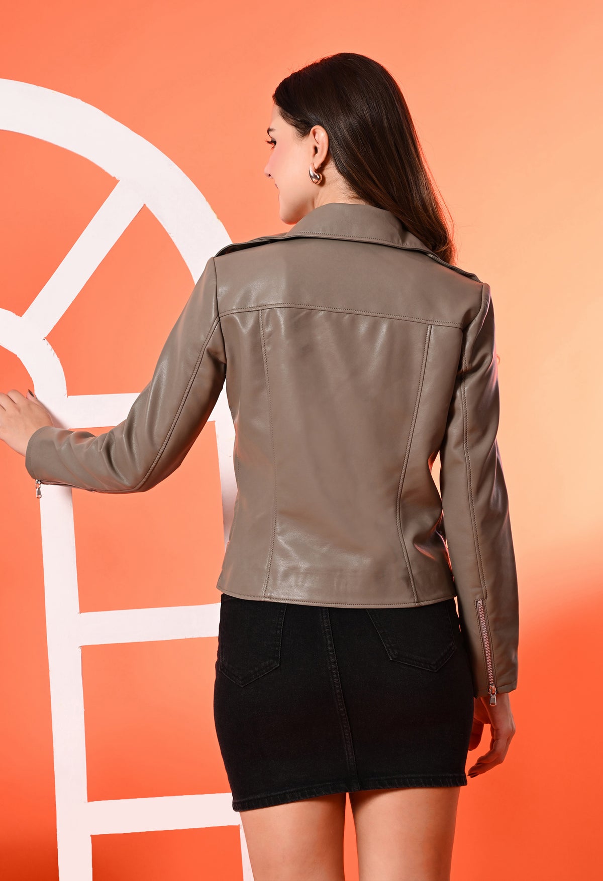 Women Leather Lightweight Crop Outdoor Leather Jacket – view 29