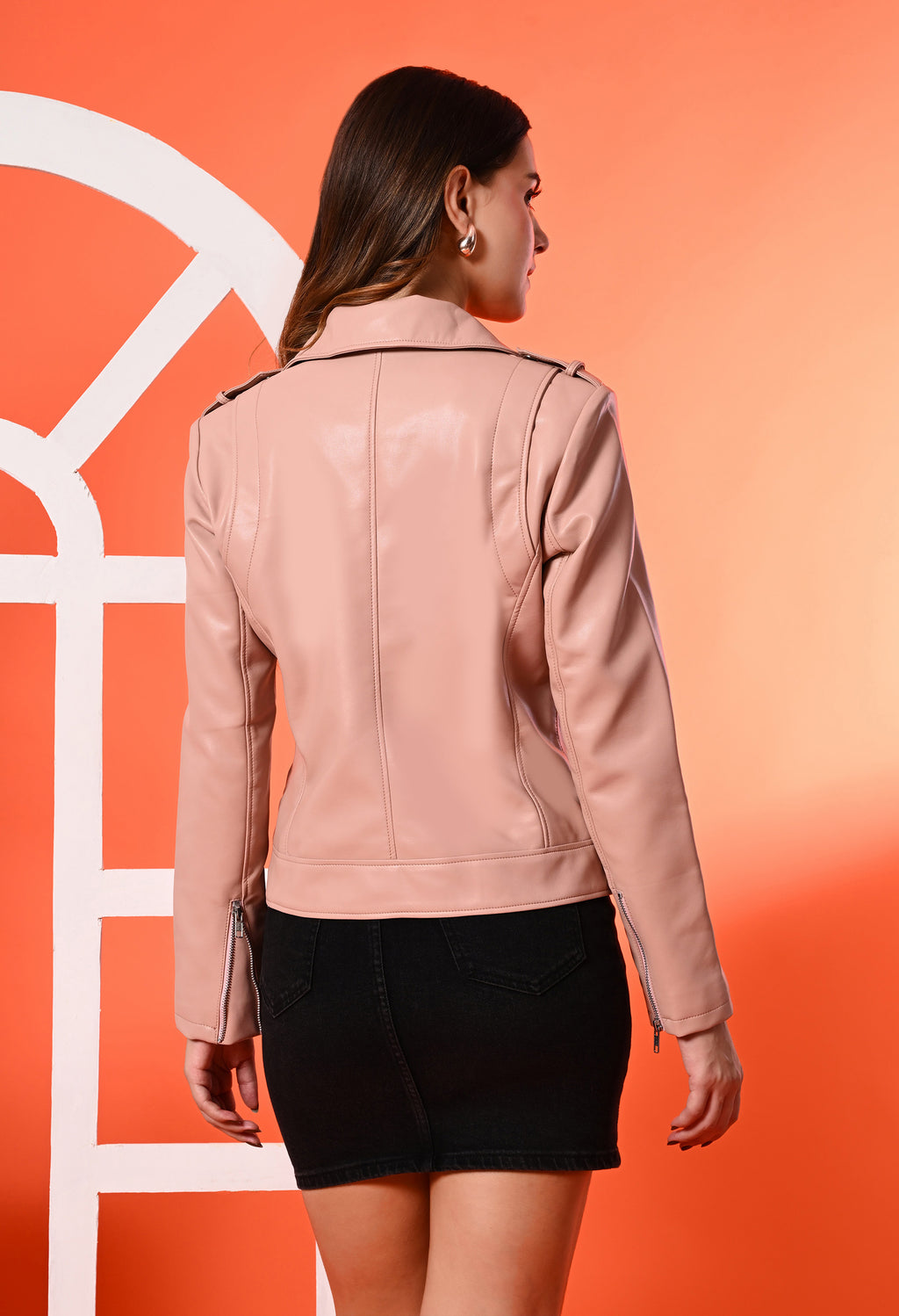 Women Leather Lightweight Crop Outdoor Leather Jacket – view 31