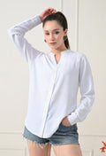 Women White Solid Comfort Casual Shirts