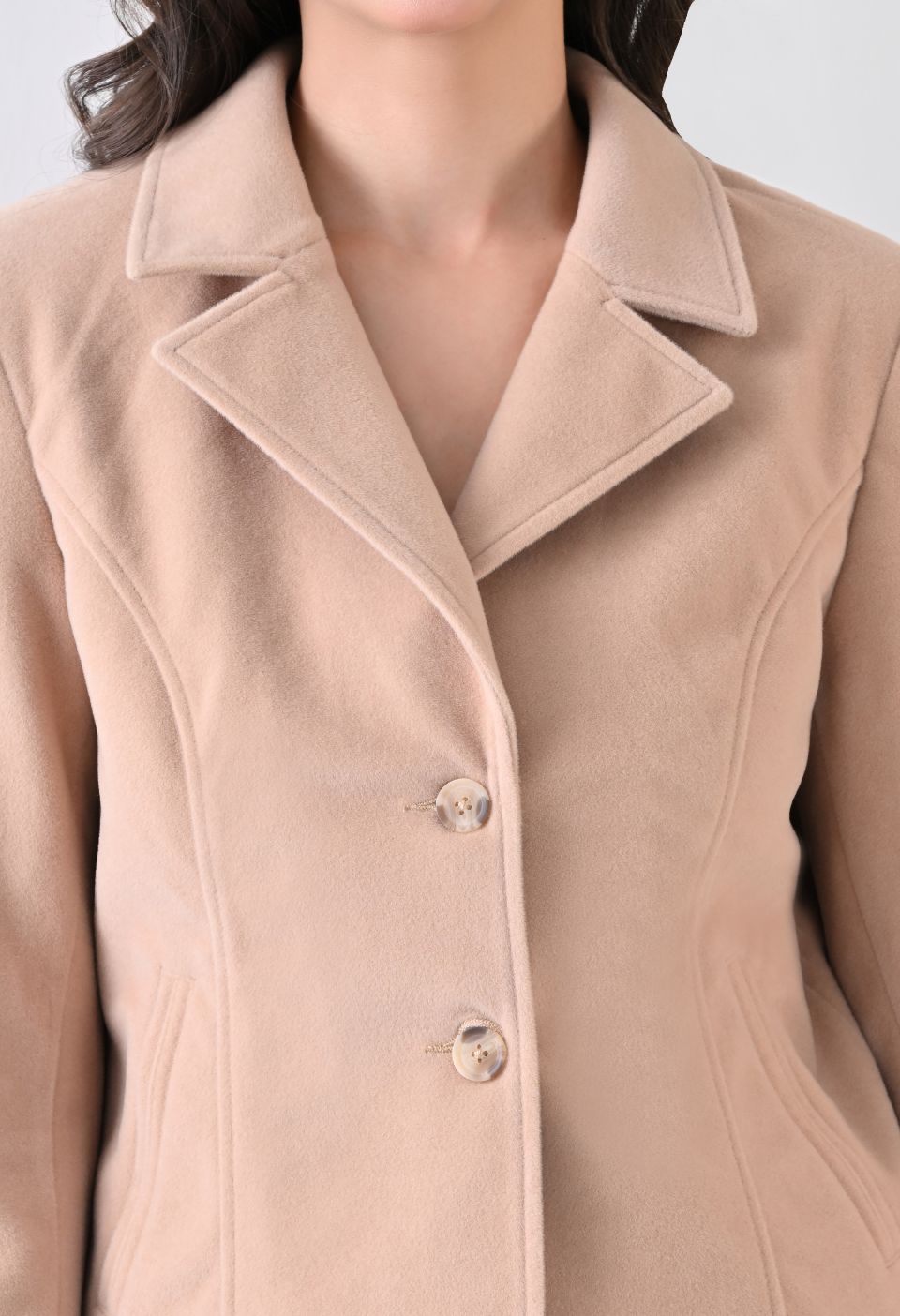 Washed Suede Crop Oversized Bomber Beige Tailored Jacket – view 6