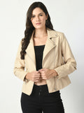 Lapel Collar Water Resistant Anti Odour Leather Jacket