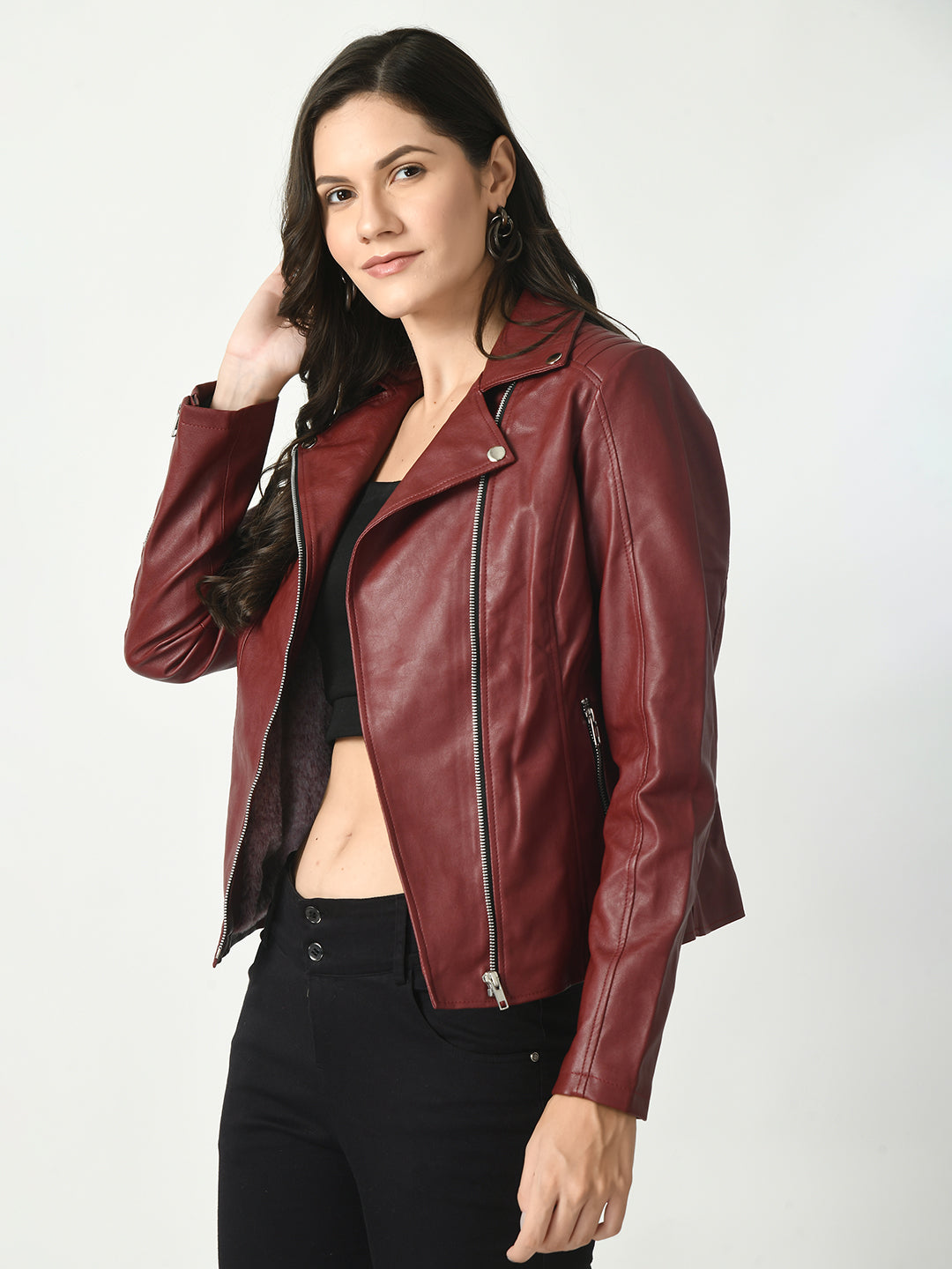 Lapel Collar Water Resistant Anti Odour Leather Jacket – view 21