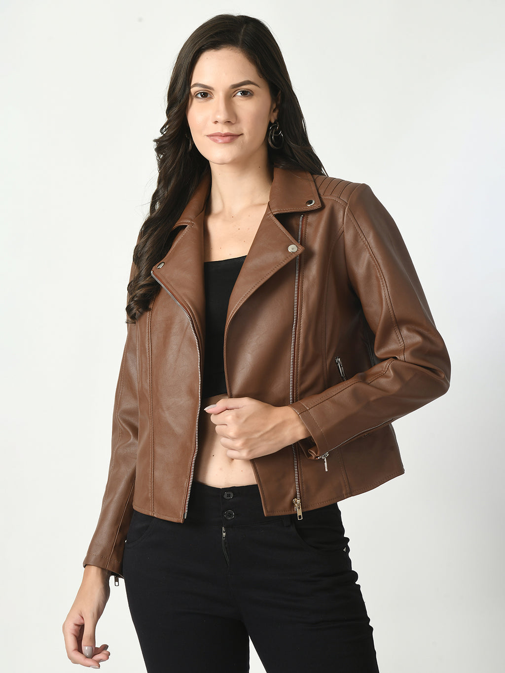 Lapel Collar Water Resistant Anti Odour Leather Jacket – view 26