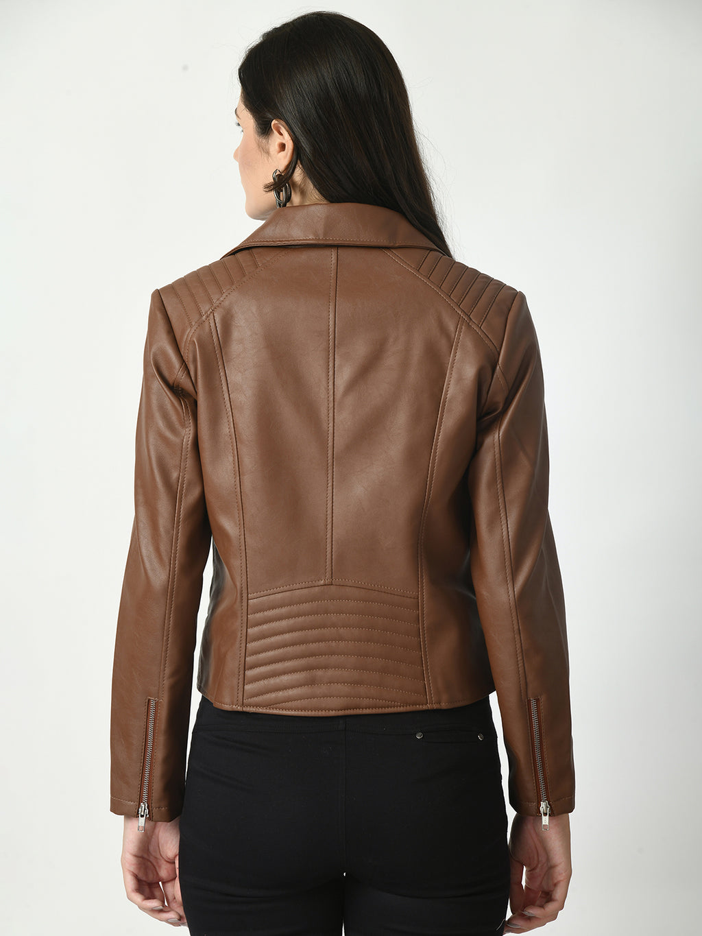 Lapel Collar Water Resistant Anti Odour Leather Jacket – view 27