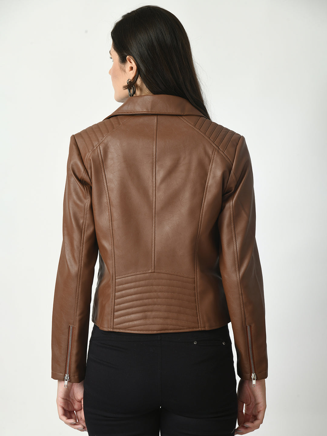 Lapel Collar Water Resistant Anti Odour Leather Jacket – view 27