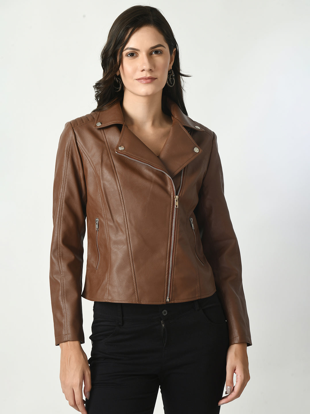 Lapel Collar Water Resistant Anti Odour Leather Jacket – view 4