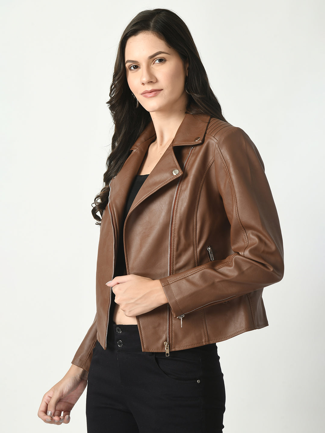 Lapel Collar Water Resistant Anti Odour Leather Jacket – view 28
