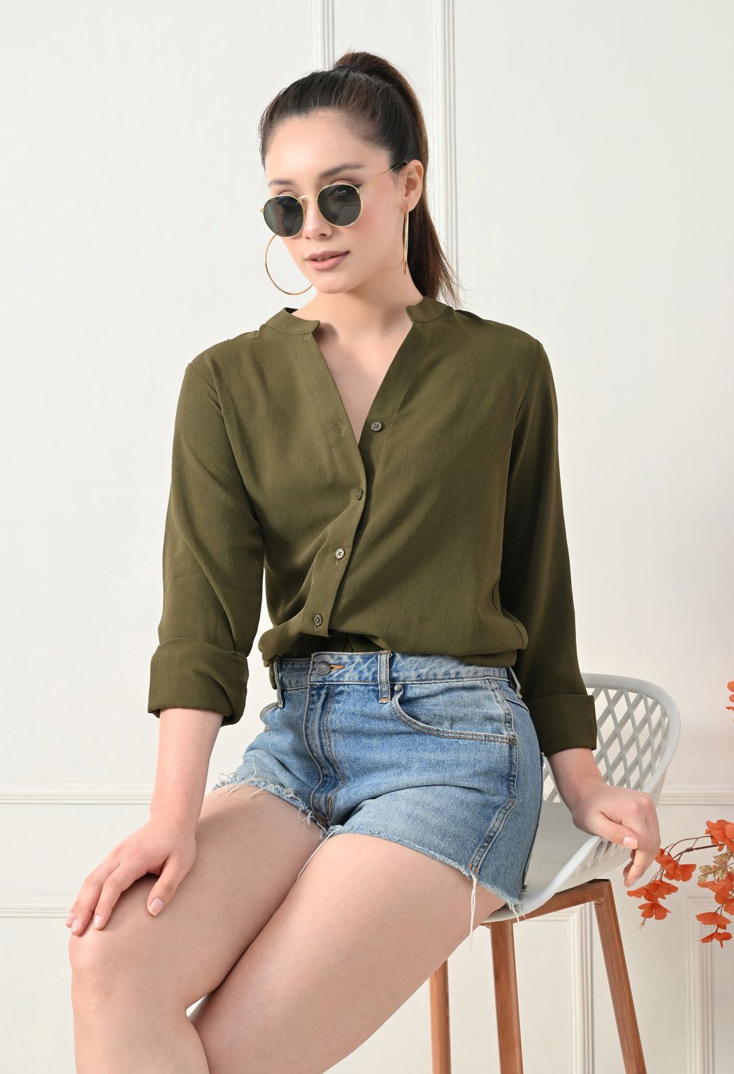 Women Green Solid Comfort Casual Shirts – view 5