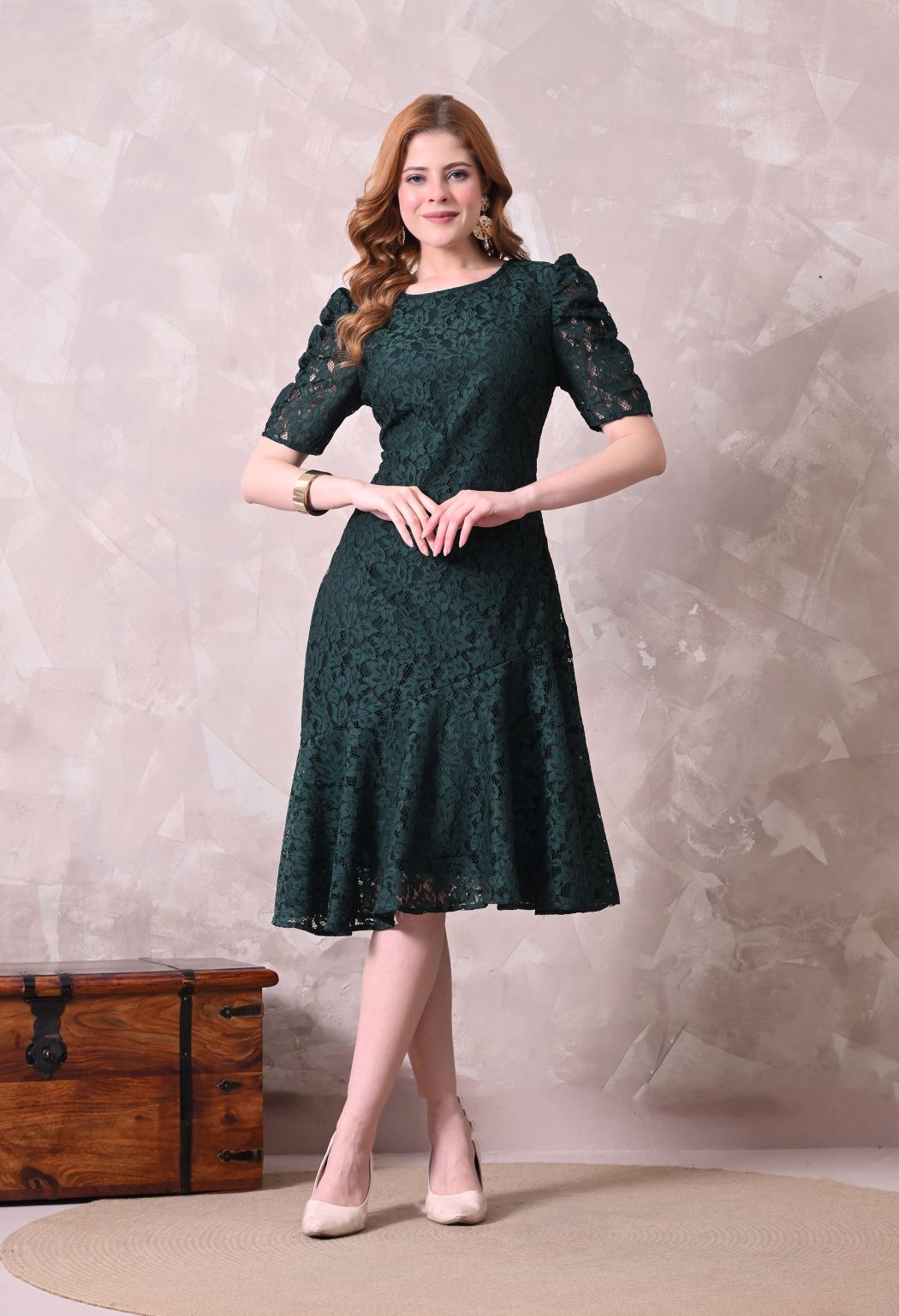 Women Green Solid Comfort Maxi Dress (Copy)