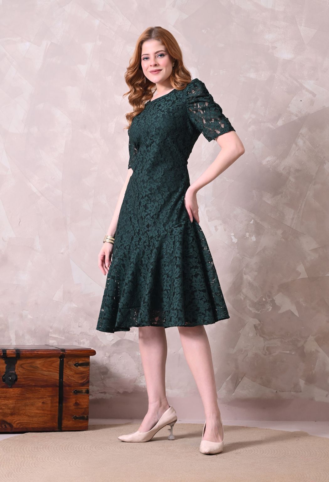 Women Green Solid Comfort Maxi Dress (Copy) – view 3