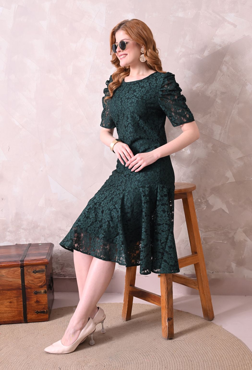 Women Green Solid Comfort Maxi Dress (Copy) – view 5