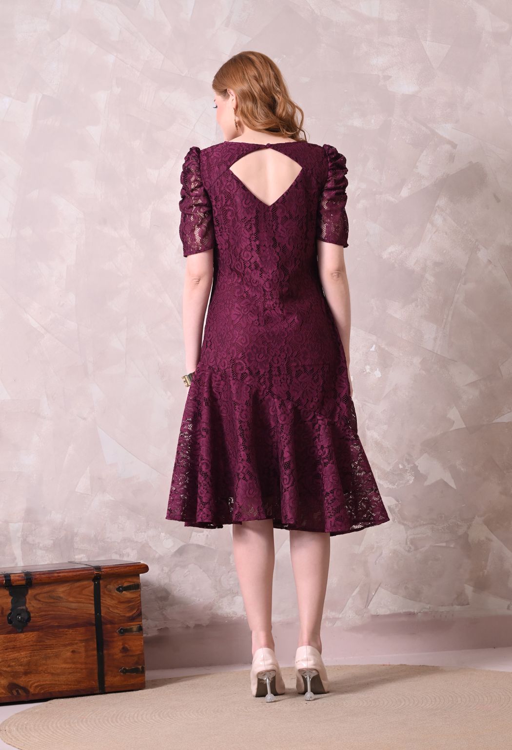Women Wine Solid Comfort Maxi Dress – view 2