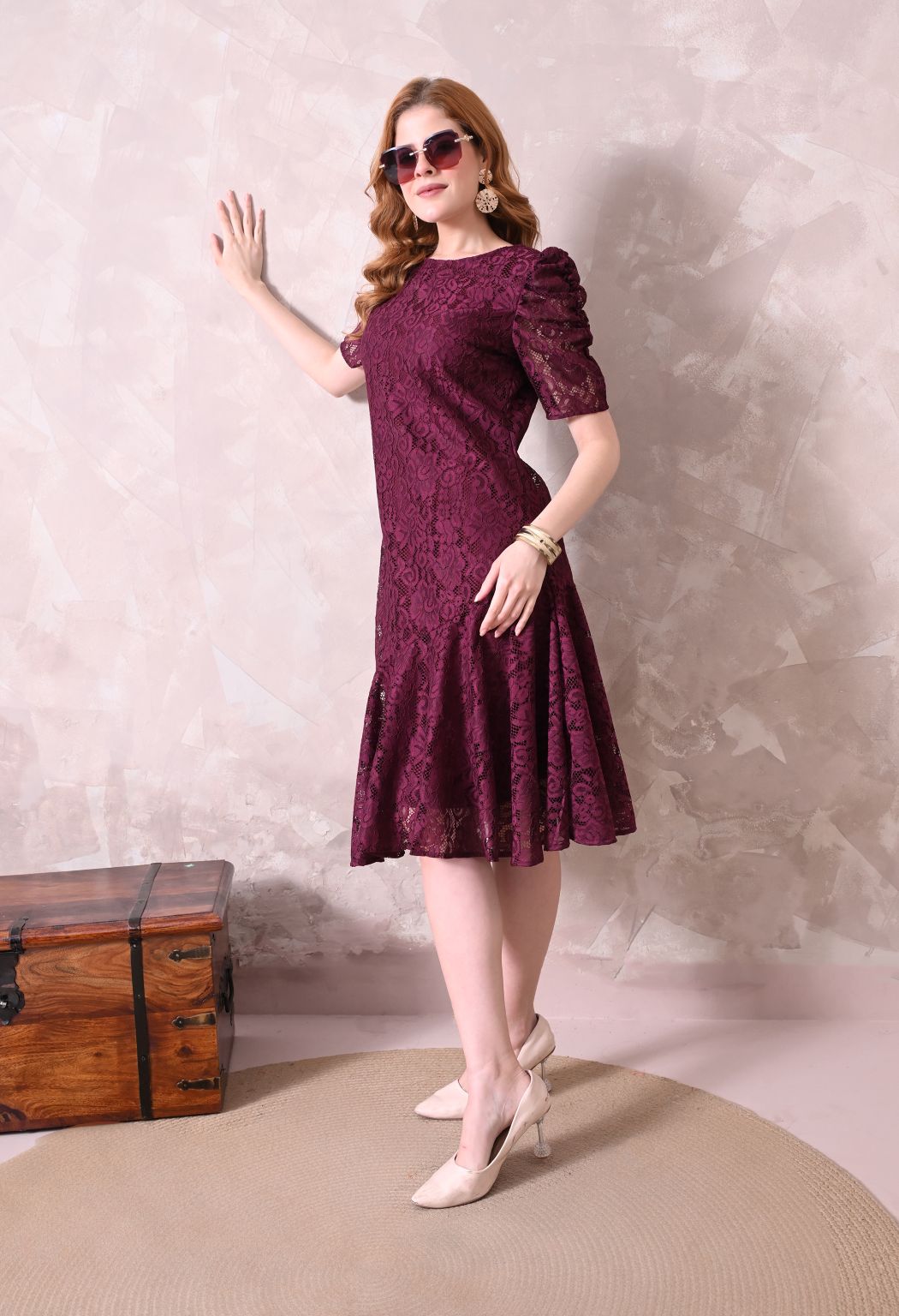 Women Wine Solid Comfort Maxi Dress – view 4