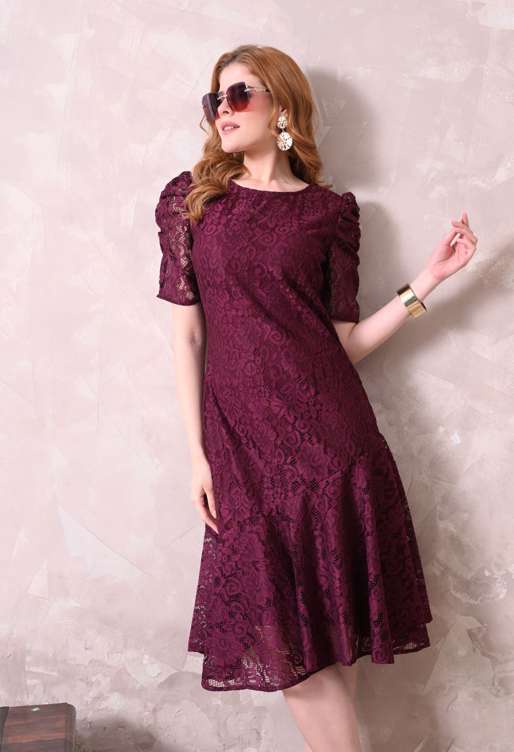 Women Wine Solid Comfort Maxi Dress – view 5