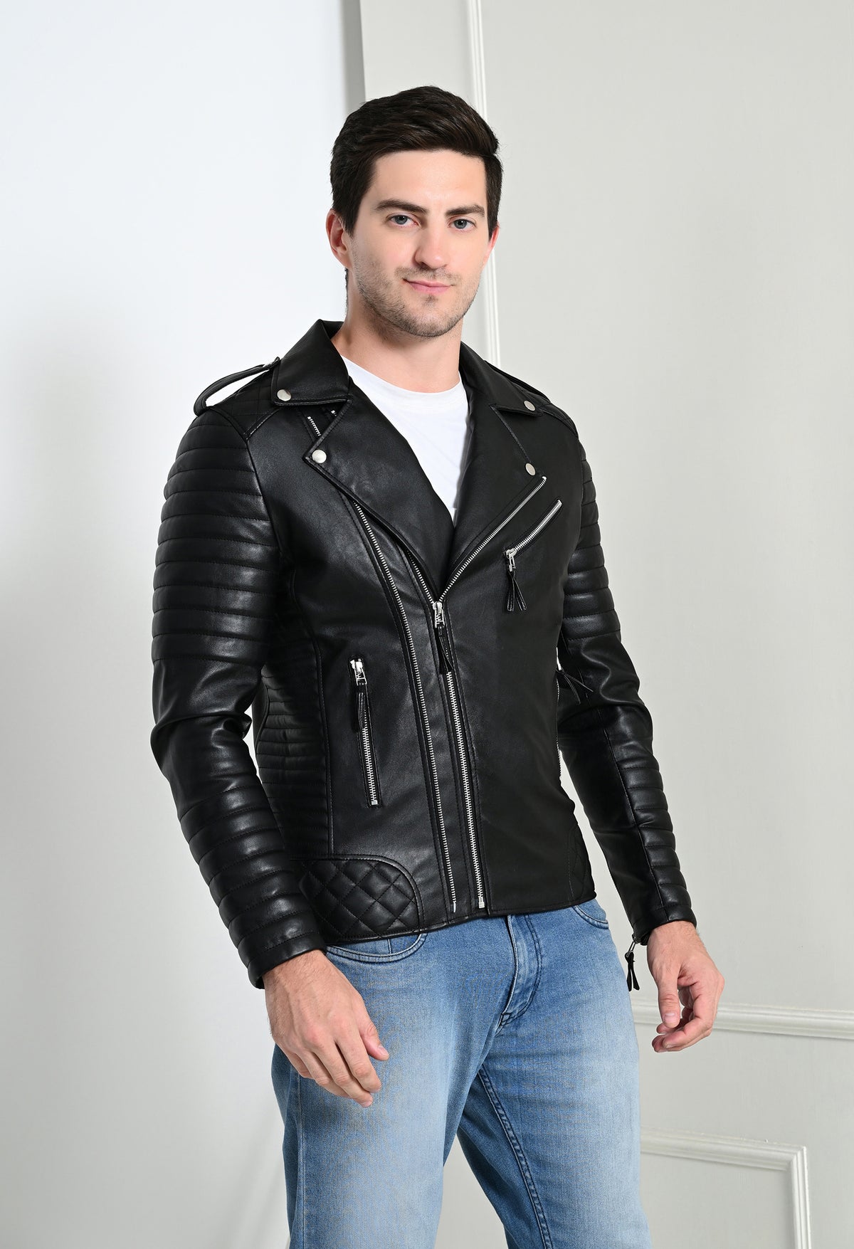 Men Lightweight Biker Jacket – view 4