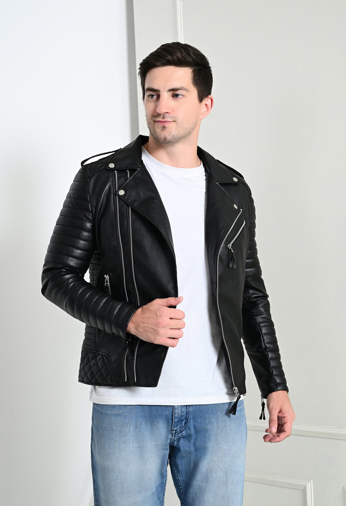 Men Lightweight Biker Jacket – view 5