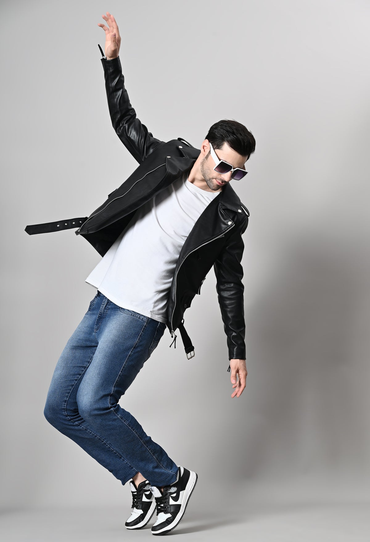 Leather Lightweight Black Biker Jacket For Men – view 6
