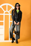 Washed Leather Water Resistant Crop Outdoor Black Tailored Jacket – view 7