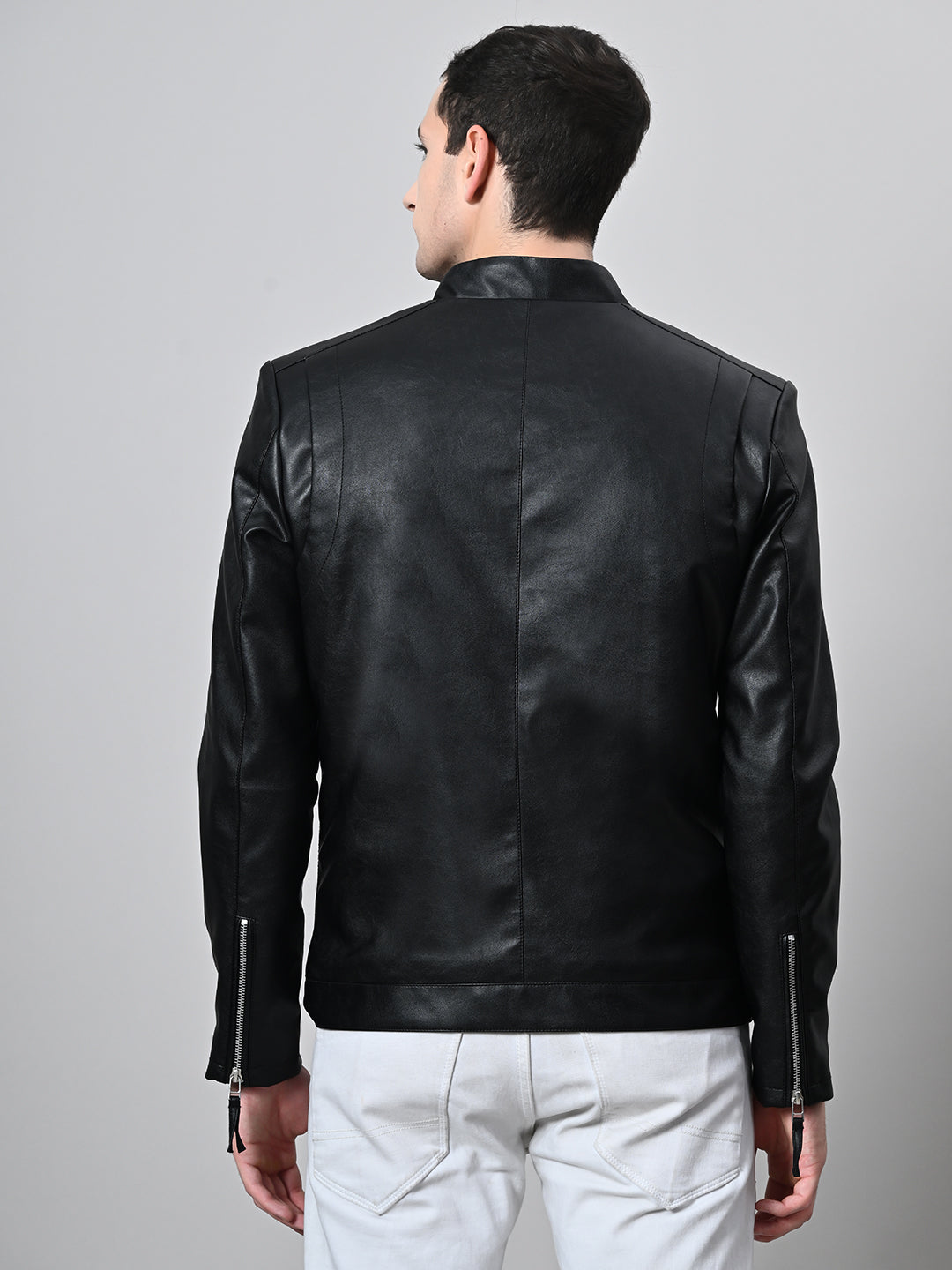 Leather Lightweight Biker Black Jacket For Men – view 2