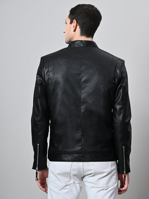 Leather Lightweight Biker Black Jacket For Men – view 2