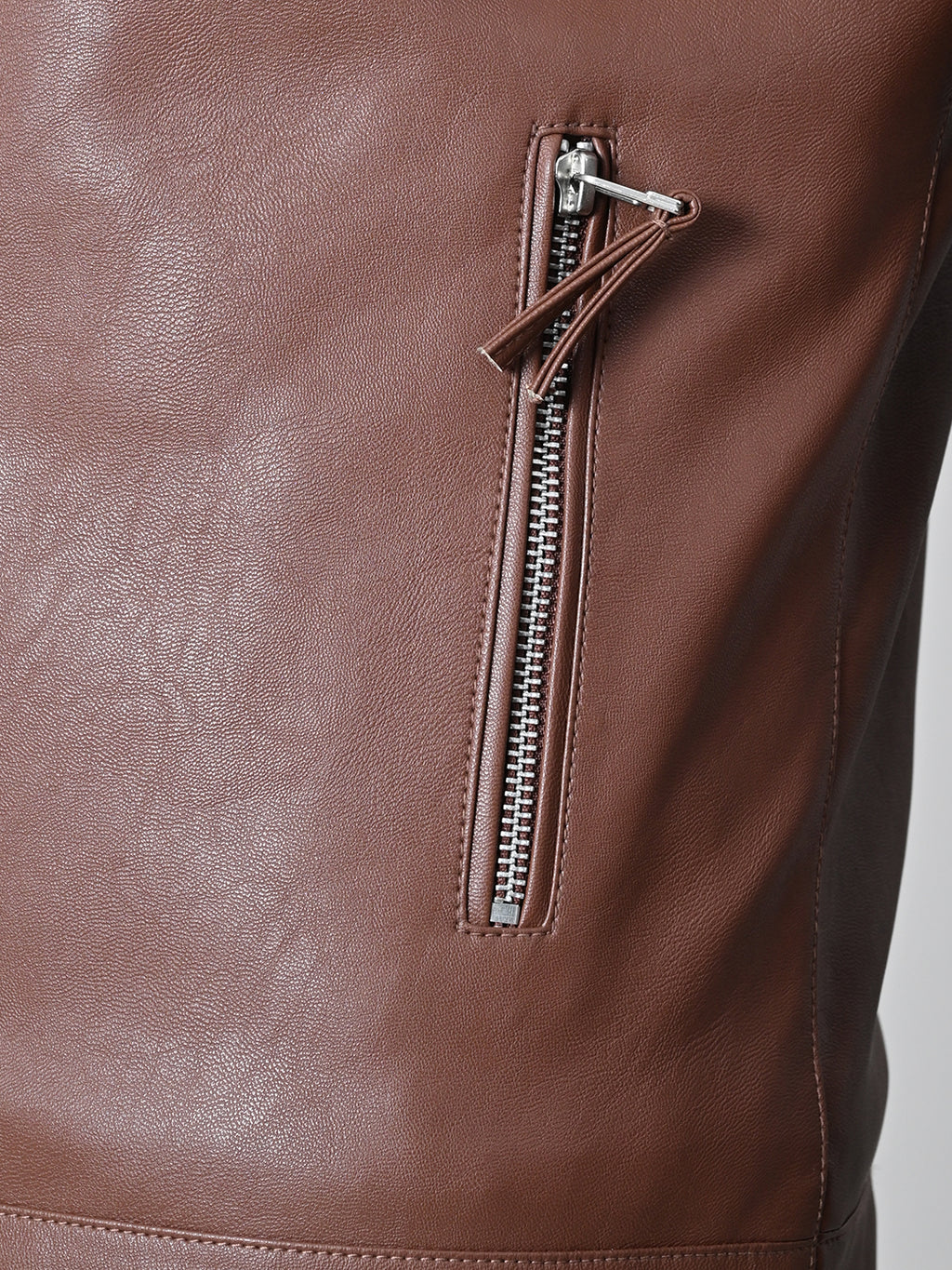 Leather Lightweight Biker Tan Jacket For Men – view 6