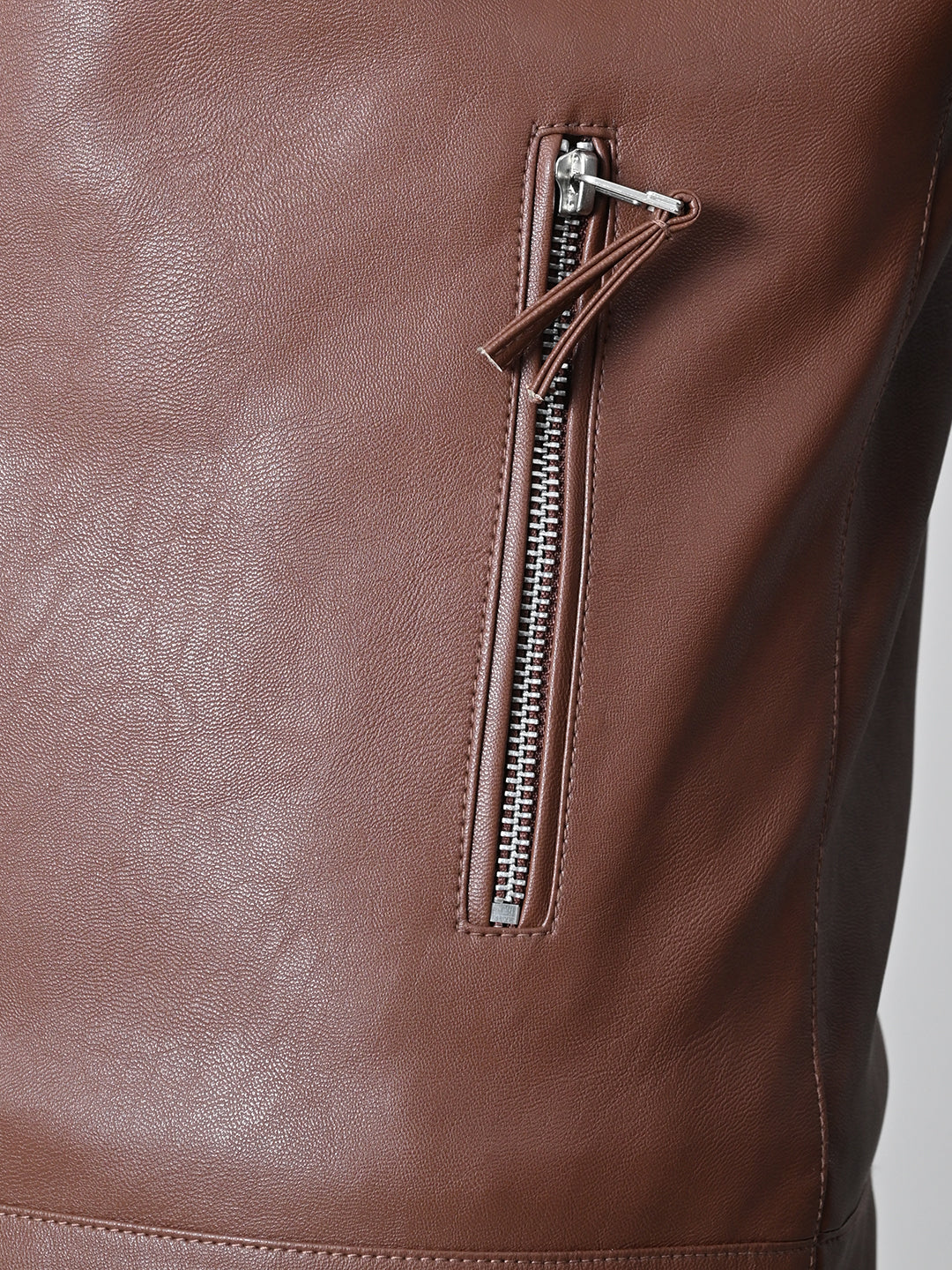 Leather Lightweight Biker Tan Jacket For Men – view 6