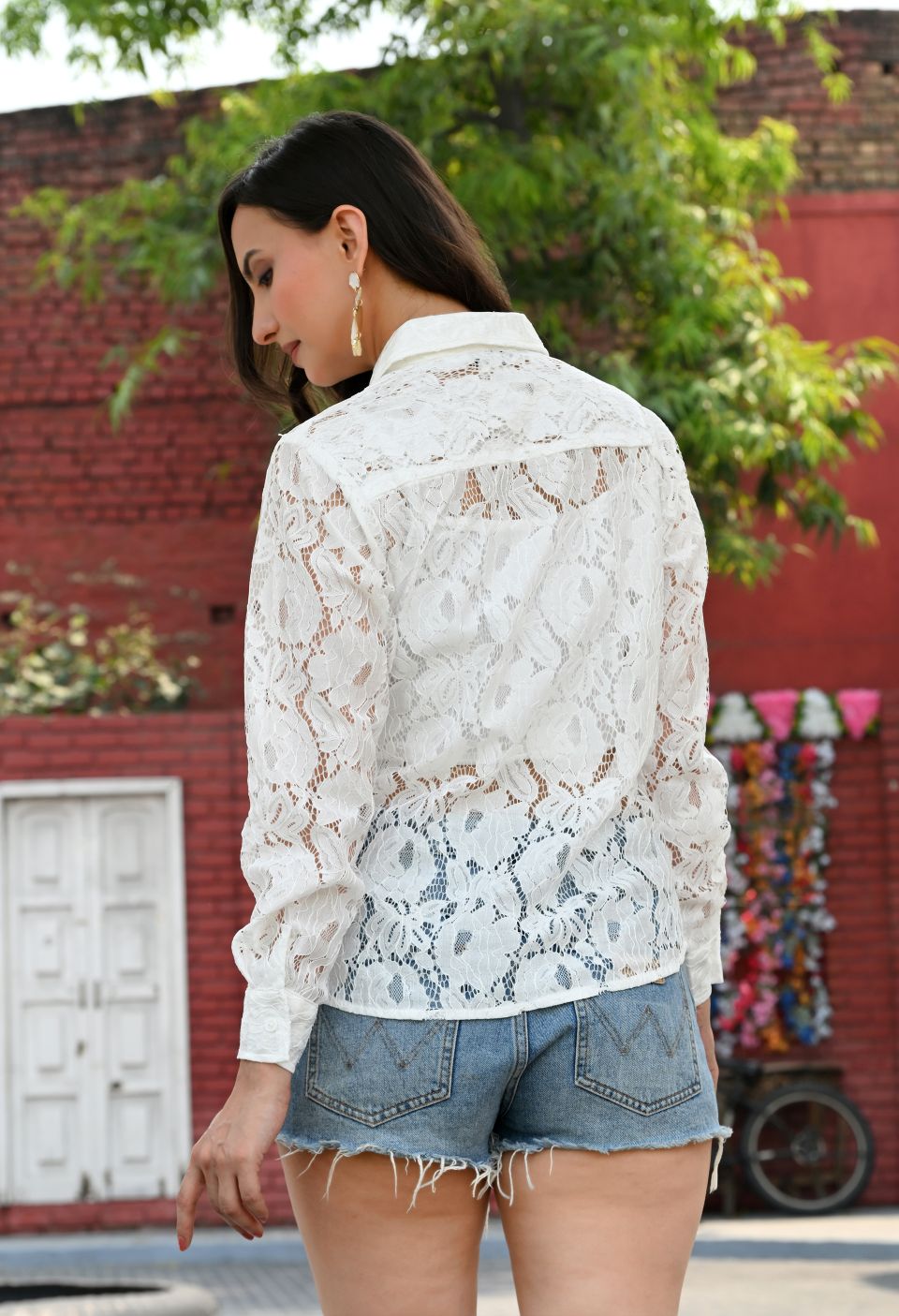 Women White Net Comfort Casual Shirts – view 3